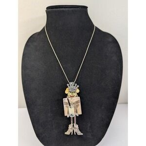 Silver tone enamel necklace whimsical princess girl